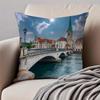 1PCS Classical LLake Zurich Cushion Cover Pillowcase Antidustmite Invisible Zipper Short Plush Sofa Cushion