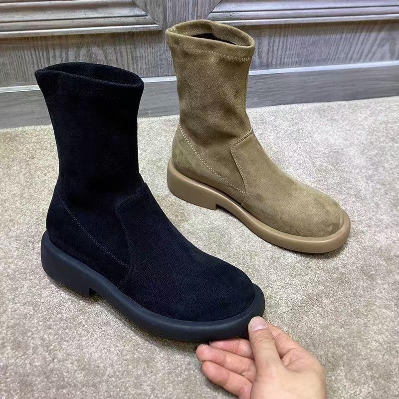 High-end Women's Boots Flats Fashion Suede Shoes for Woman Ankle Boots Fashion Winter Woman Boots Trend Cozy Chelsea Mujer Botas