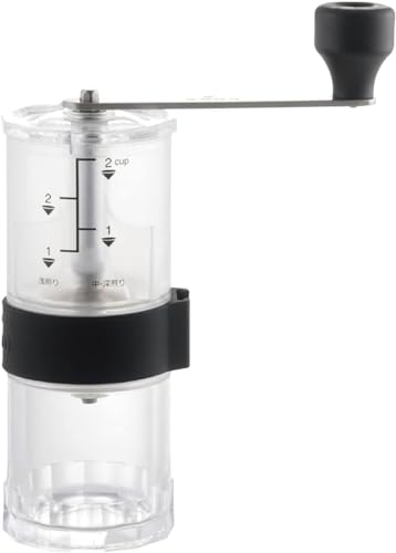 

KOGU Coffee Grinder, Manual, Made in Japan, with Graduations, Ceramic Blade, Adjustable Coarseness, Coffee, Outdoor, Camping, Clear, Black, Tsubame-Sa
