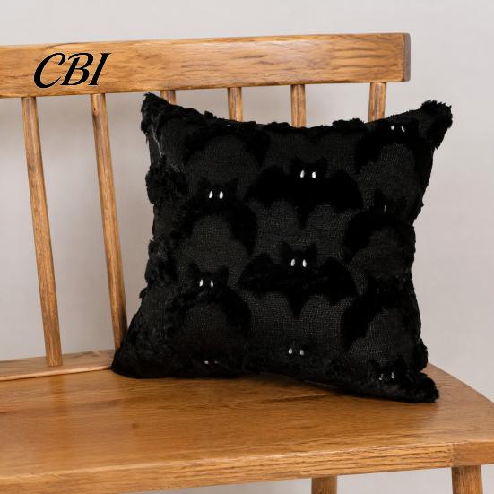 Halloween Party Supplies Ghost Cushion Cover, Plush Embroidered Throw Pillow 18x18 Cute Cover Inch Case for Home Sofa Bed Decor Holiday Covers