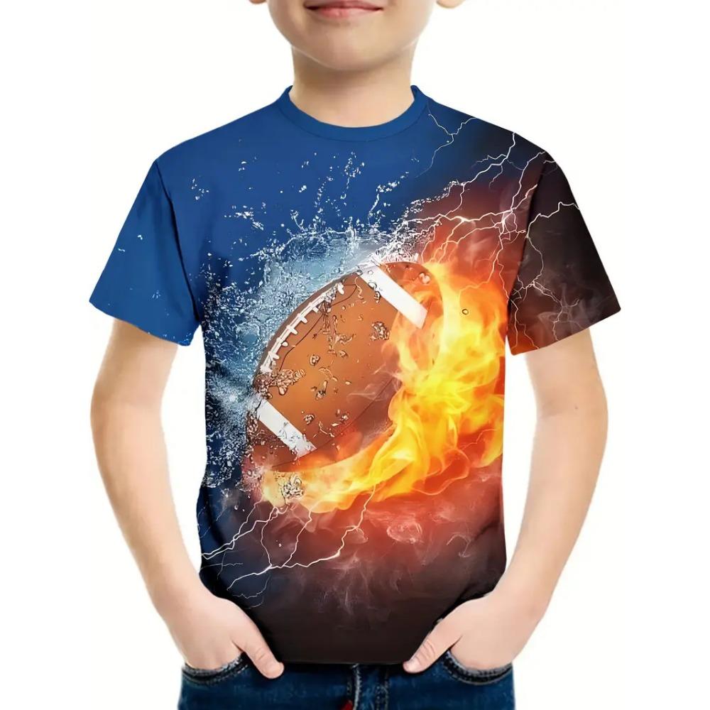Sports Football 3d Print Tee Shirt Kids Boys Clothes Short Sleeve Casual Children's Clothing Fashion T Shirt For Boys