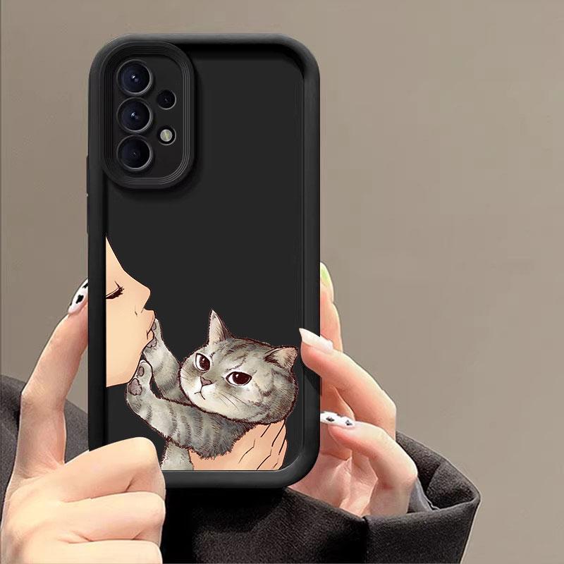 

Cute Cat American short Shorthair Case For Samsung A55 A35 A13 A54 A53 A52 A34 A33 A32 A21S A14 A23 A24 A12 A51 A71 Phone Cover Samsung A12 5G