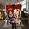 1PC Chucky Print Flannel Blanket, High quality All Seasons, Home Decor, Warmth and Comfort, Perfect for Christmas Gifts