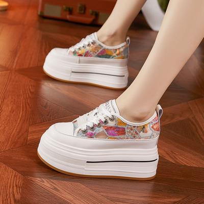 Platform White Shoes Women's Summer New Hollow Mesh New Chinese Shoes Inner Height Increase Fashion Versatile Sandals