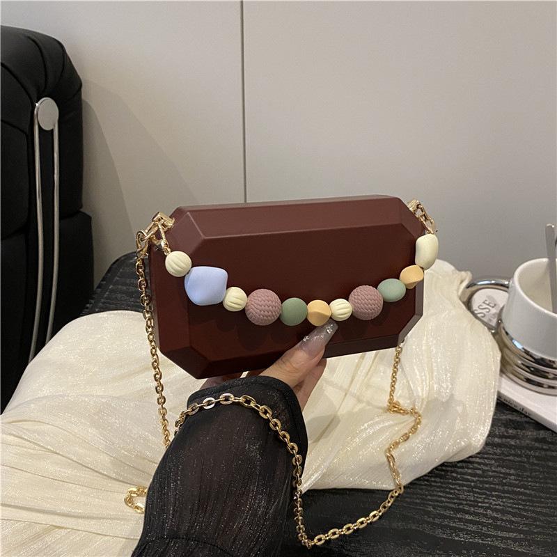 Super Popular Chain Box Bag Niche Trend Acrylic Bag 2025 New High-End Handheld Evening Bag