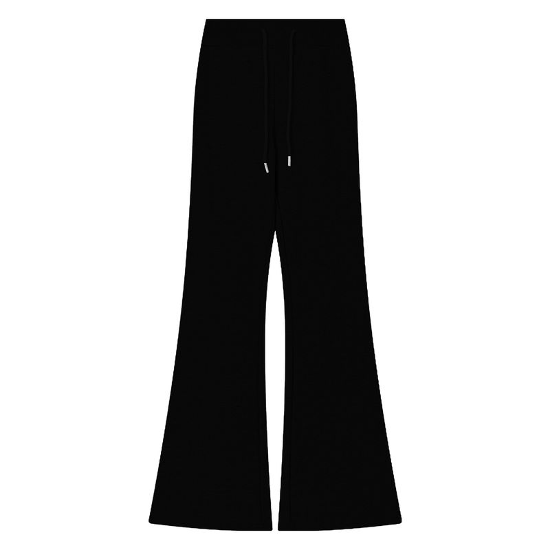 

Idle Style High Waist Casual Pants for Women Sexy Smooth Micro-Flared Pants Autumn Slimming Easiest for Match Mop Pants Gray Pants Black L