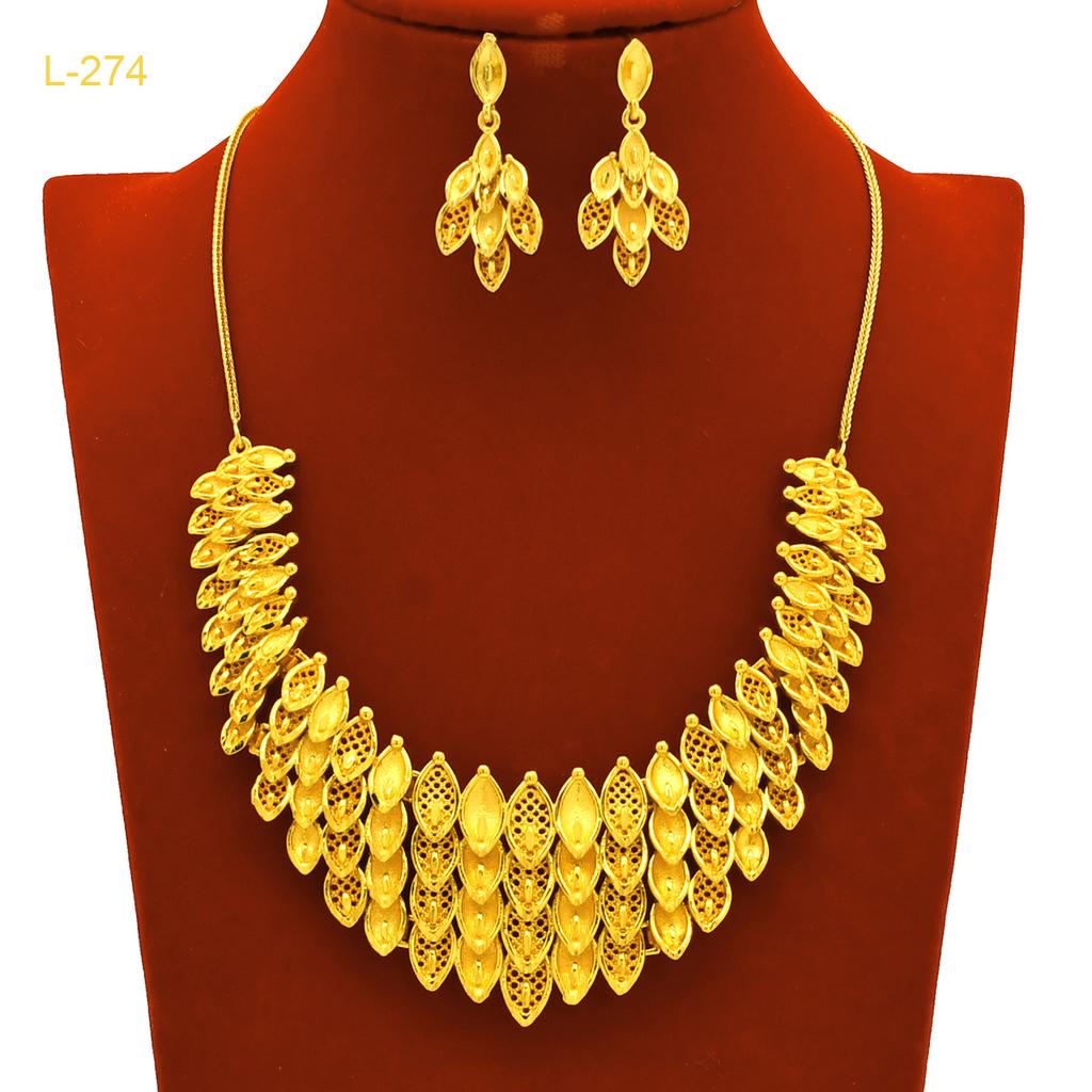 2026 Flower Necklace Earrings Set Dubai India Nigeria Gold Plated Ladies Wedding Jewelry
