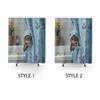 Peeking Nautical Curtain With Anchors Duck Print Custom Shower Curtains Adorable Bathroom Decor For Cat Lovers