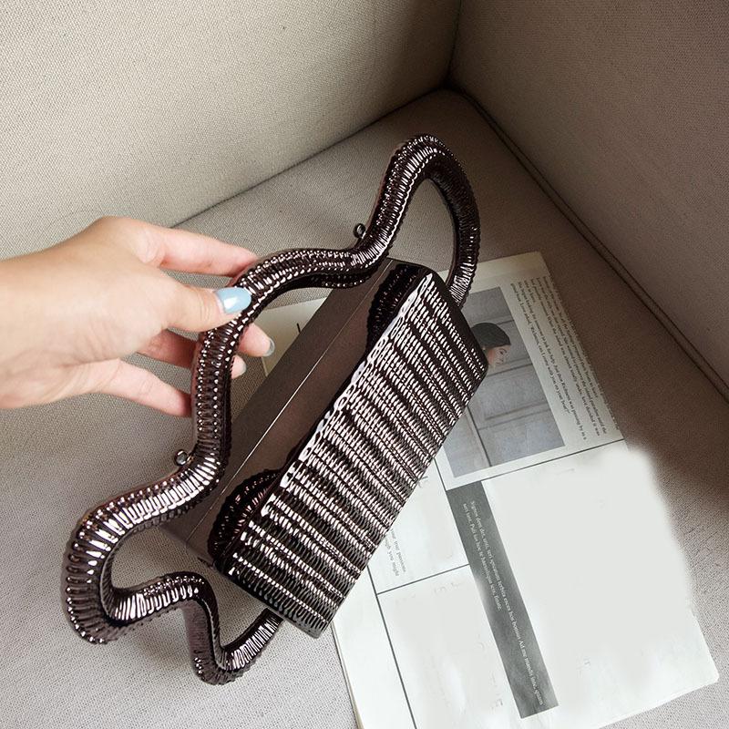 Trendy metallic woven vegetable basket box bag small square bag niche design fashion creative dinner bag