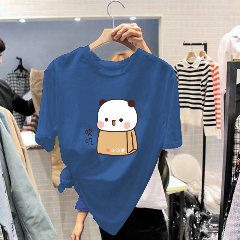 T-shirt Unisex in Cotone per Donna Moda Coreana Larga per Adolescenti Oversize Taglie Forti in Saldo Grafica Stampata Om