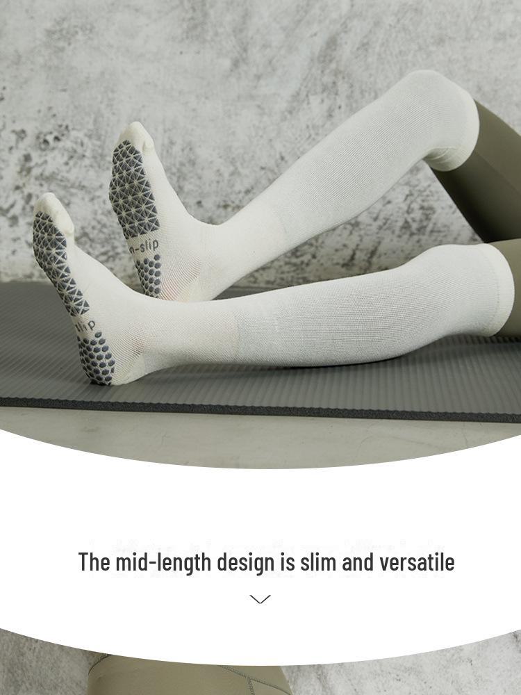 Women's Non-Slip Over-the-Knee Yoga Socks - Slim Fit, Combed Cotton, Warm Pilates Sports Mid-Tube Socks