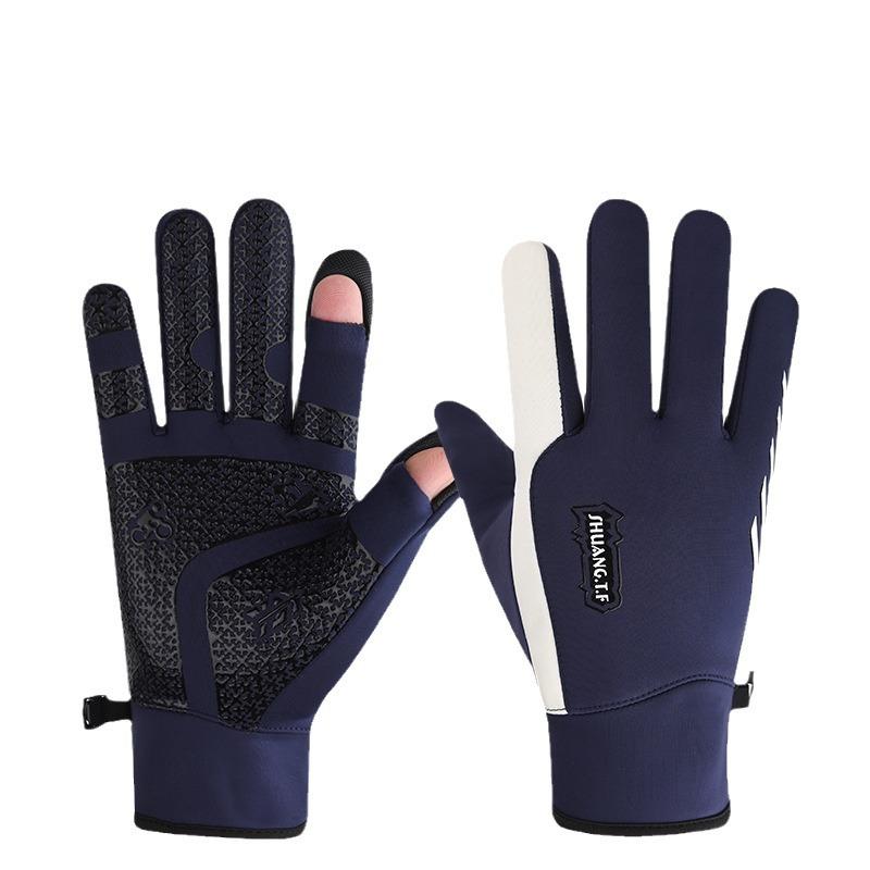 Winter Outdoor Gloves Men's Cycling Sports Warm Windproof Water Splashing and Anti Slip Bicycle Takeaway Touch Screen Plus Fleece Gloves
