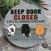 Grappig Kat Ontsnappingsplan Metalen Bord Britse Korthaar Tabby Deurhanger Houd Deur Gesloten Waarschuwing HeavyDuty IJzer Schattige Huisdier Decoratie