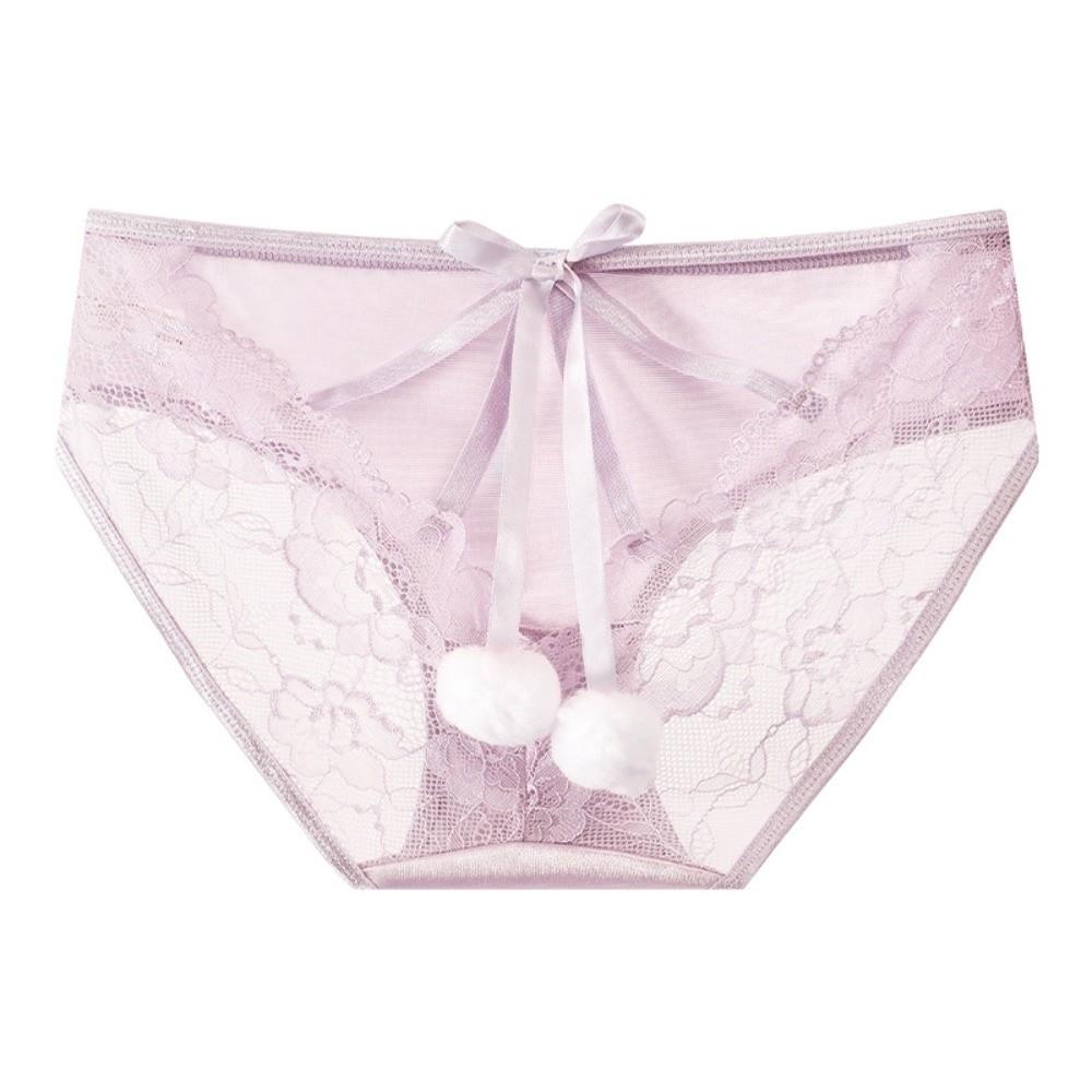 Low Waist Underwear for Women Bowknot Lace Underpants Breathable Lace Panties  Valentine's Day Gift