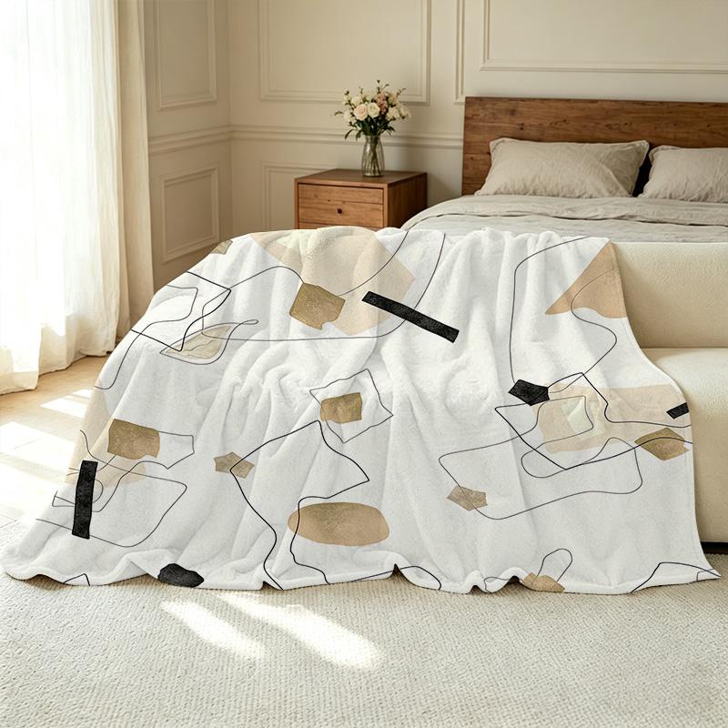 Soft Plush Flannel Blanket, Washable Simple Abstract Design Cozy Throw - Warm Comfort for Home, Office Naps, Christmas & Halloween
