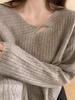 Women's Korean Style Striped Wool Sweater - Round Neck Irregular Knitwear, Soft Cashmere Base Layer for Autumn/Winter