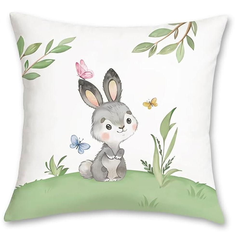 Cute Forest Animal PillowcaseBedroom Living Room Sofa Home Decor Polyester Cushion Cover with Zipper