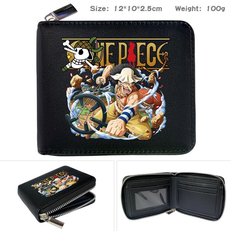 One Piece Anime Reißverschluss PU Geldbörse Luffy Aufdruck Kurzes Münzfach Kartenhalter