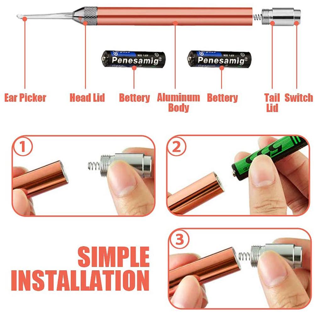 LED Light Ear Picking Tools Kit Ear Tweezers Earpick Set With Metal Storage Box Ear Care