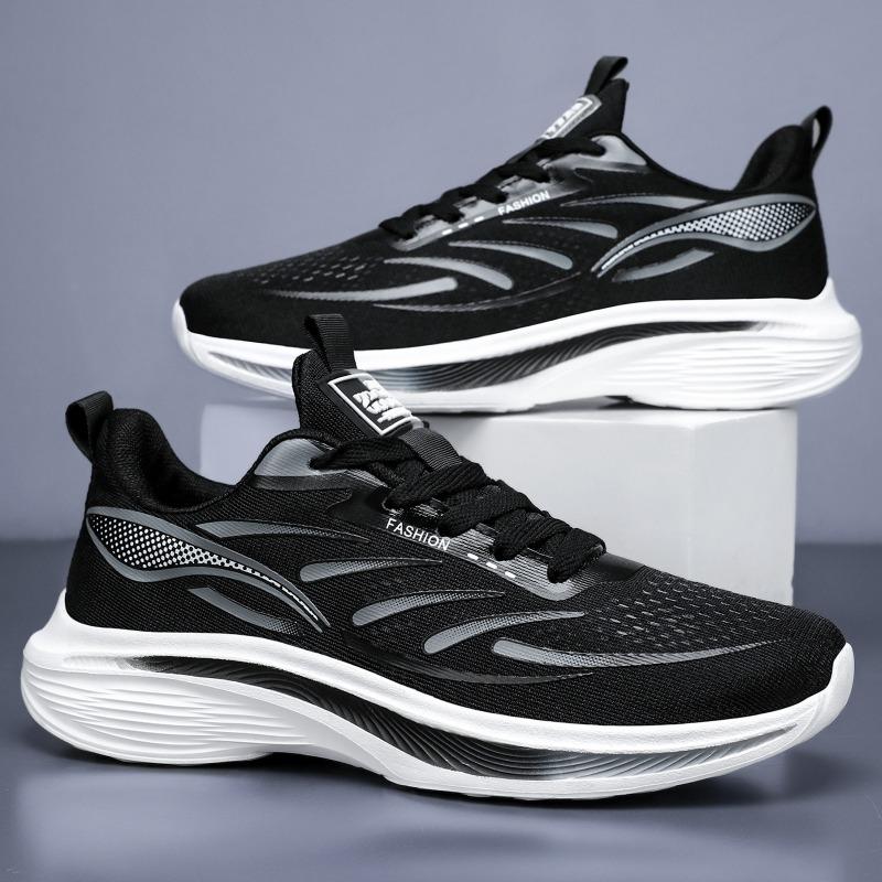 Men Plus Size Casual Running Sneakers, Light Breathable Odor Resistant Single Shoes For Dad
