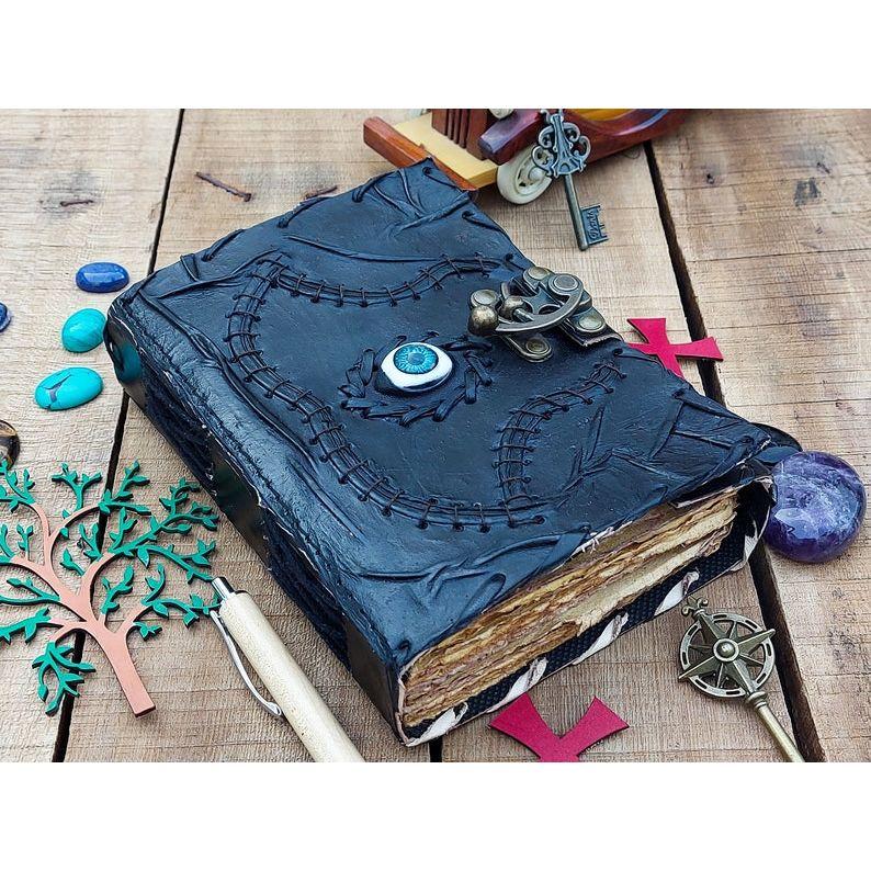 Vintage Leather journal grimoire Spell Book Third eye Magik wicca pegan Notebook for Travel Sketchbook Men Women Best Gift