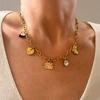 Rhinestones Embellished Love Sachet Charm Necklace Stainless Steel Clavicle Chain Fashion Jewelry Accessory