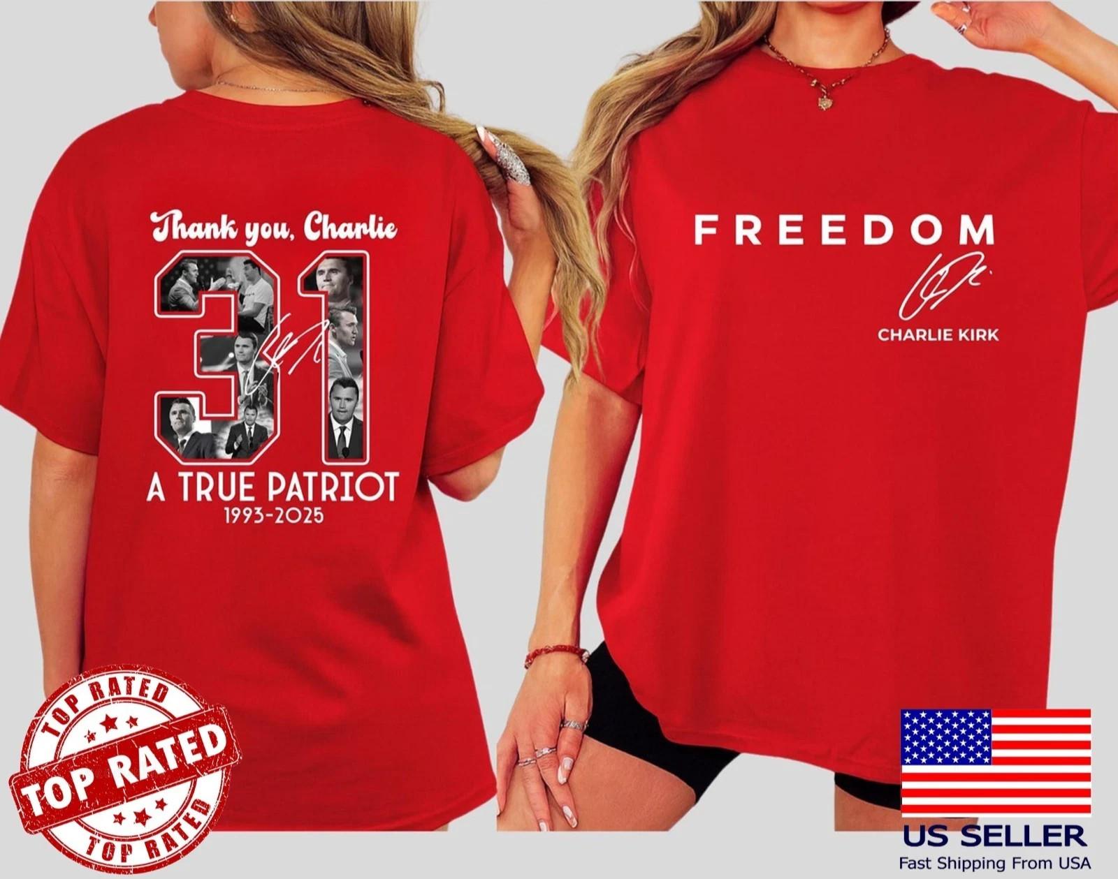 Freedom Charlie Kirk Memorial Shirt Thank You Charlie 31 Unisex Shirt FAST SHIP S