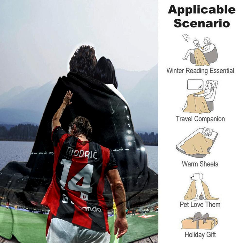 Luka Modrić Football Player Flannel Throw Blanket, Soft Warm Sofa Bed Cover, Soccer Fan Home Decor Gift for Living Room Bedroom