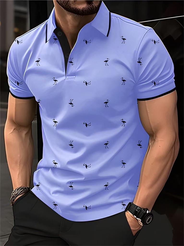 Sommer Europäische und Amerikanische Herrenmode Personalisierter Bedruckter Streetwear Kragen Kurzärmeliges Polo Top