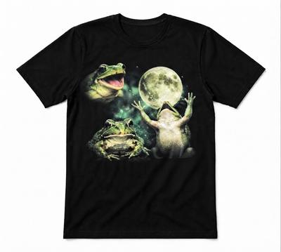 Frog With Moon Nature Lover Animal Cute Gift Tee Black T-shirt