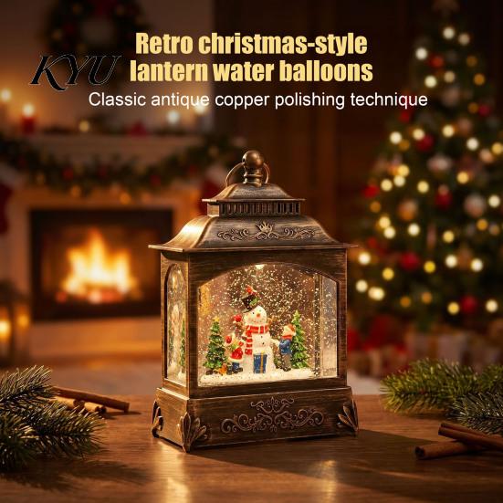 Seasonal Ornament for Christmas Snow Globes with LED Light, Light Up Sphere Decorative Holiday Gift Kids Lantern, Battery/USB Powered Swirling Glitter