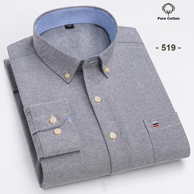 New In Shirt Plus Size 7XL Long-sleeve Shirts for Men 100%cotton Oxford Slim Fit Formal Plain Shirt Fashion Korean Plaid Clothes