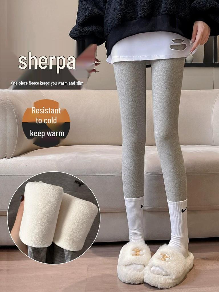 Plus Size Fleece-Lined Leggings for Women - Thick, Warm, Slimming Tapered Pants for Spring and Autumn