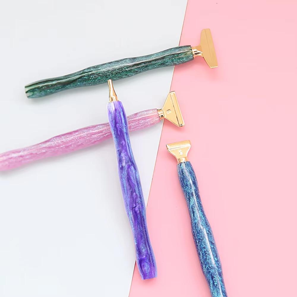 Glitter Resin Diamond Painting Pen Kit with 6 Metal Tips 6 Wax Blocks and Storage Box for 5D Diamond Art Rhinestone Crafts and DIY Projects