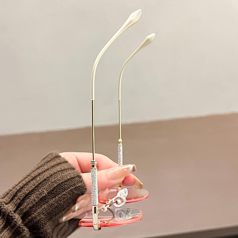 Lunettes de lecture chics sans monture à coupe pour femmes, monture large yeux de chat, lunettes pour presbytie avec dioptrie +1.0+1.5+2.0+2.5+3.0+3.5+4.0
