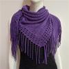 Women's Hollowed Knitted Triangular Scarf Imitation Cashmeres Soft Winter Shawl Wrap Neckerchief Blanket with Fringes