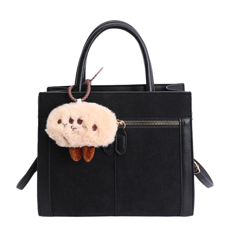 

Trendy simple fashion casual new season retro PU Korean version foreign style girl crossbody shoulder bag without pendant model чорний