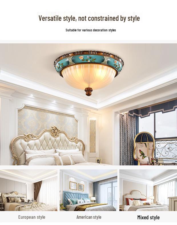 European Retro Dimmable LED Ceiling Light for Hallway, Balcony, or Bedroom