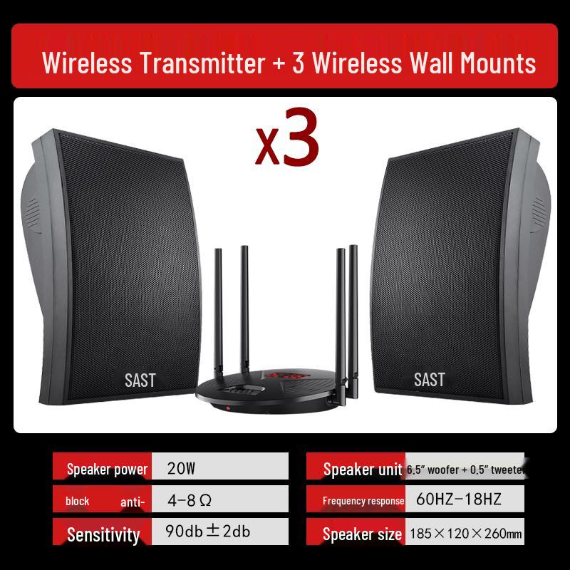 SAST D3 Wireless Bluetooth Wall Speaker System with Transmitter (3 Speakers) (CN version)
