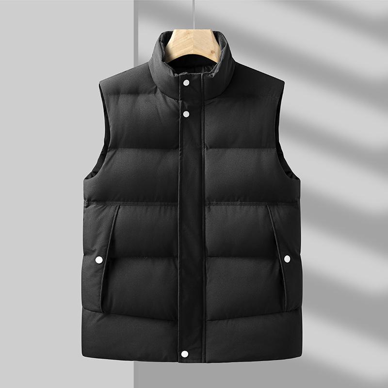 

Casual vest autumn and winter new stand-up collar warm fleece cotton solid color large size loose cotton vest M чорний