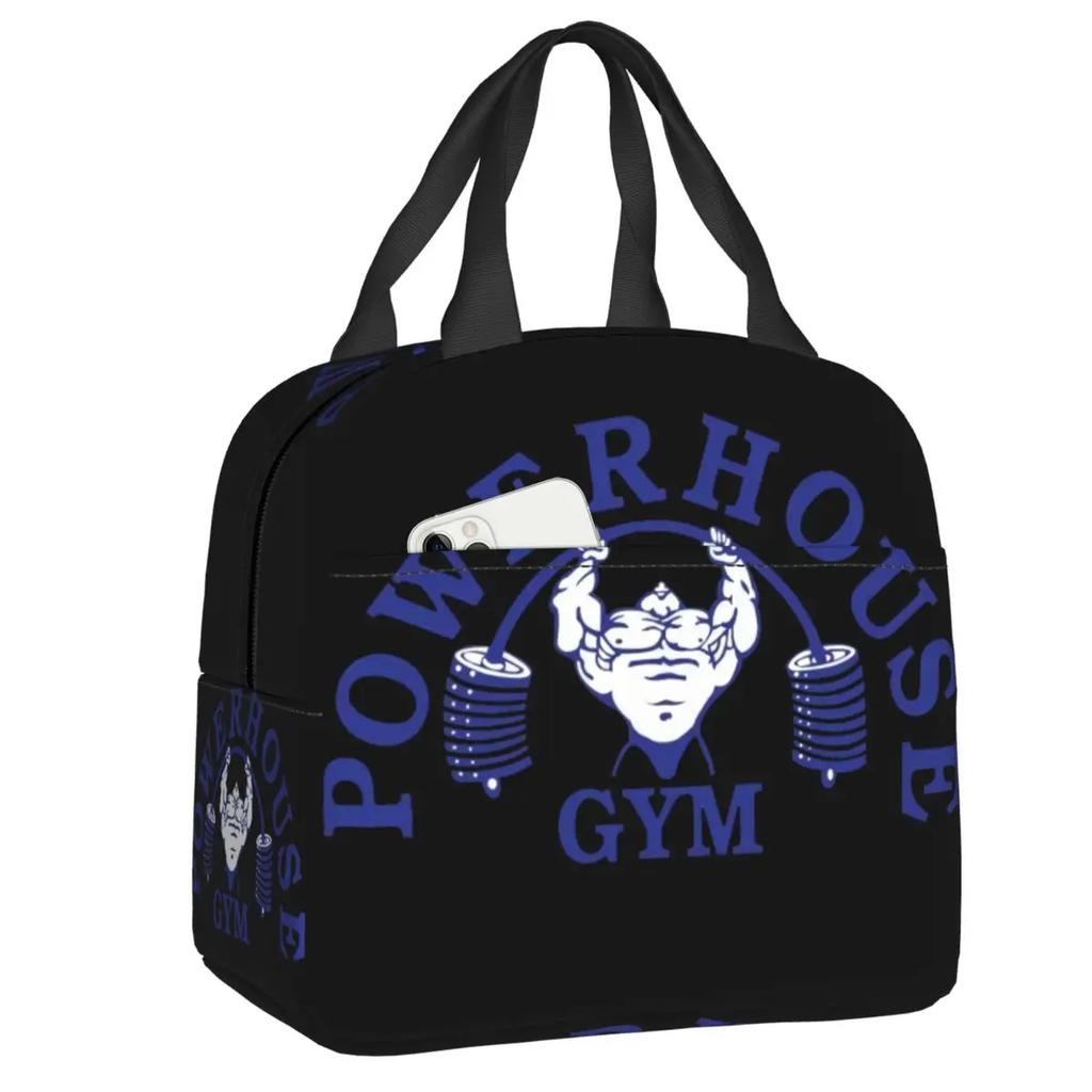 Powerhouse Gym Logo Thermal Insulated Lunch Bag Women Bodybuilding Fitness Portable Lunch Container Travel Storage Food Box