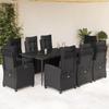 VidaXL Garden Dining Set with Cushions 9 Pcs, Table and Chairs with Adjustable Backrest and Footrest, Furniture 3212966