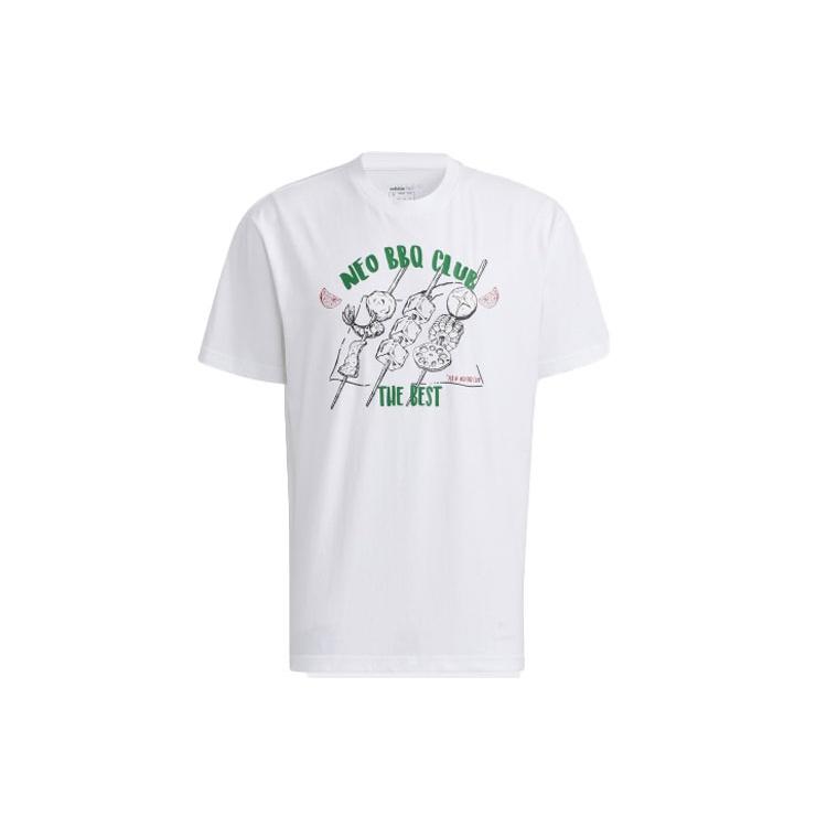 adidas neo Logo Letter Printing Round Collar Male White Men s H62009 L