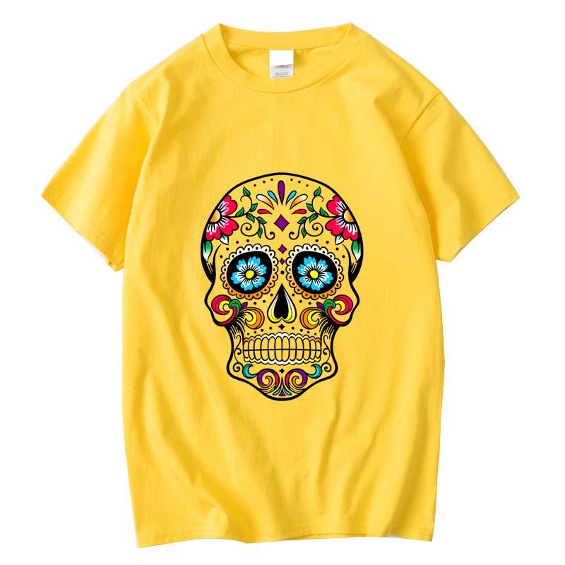 Men's T-shirt High Quality Cotton Street Style Loose Cool Skull Printed T-Shirt Summer Casual Soft Comfortable Round Neck Short Sleeve T-shirt