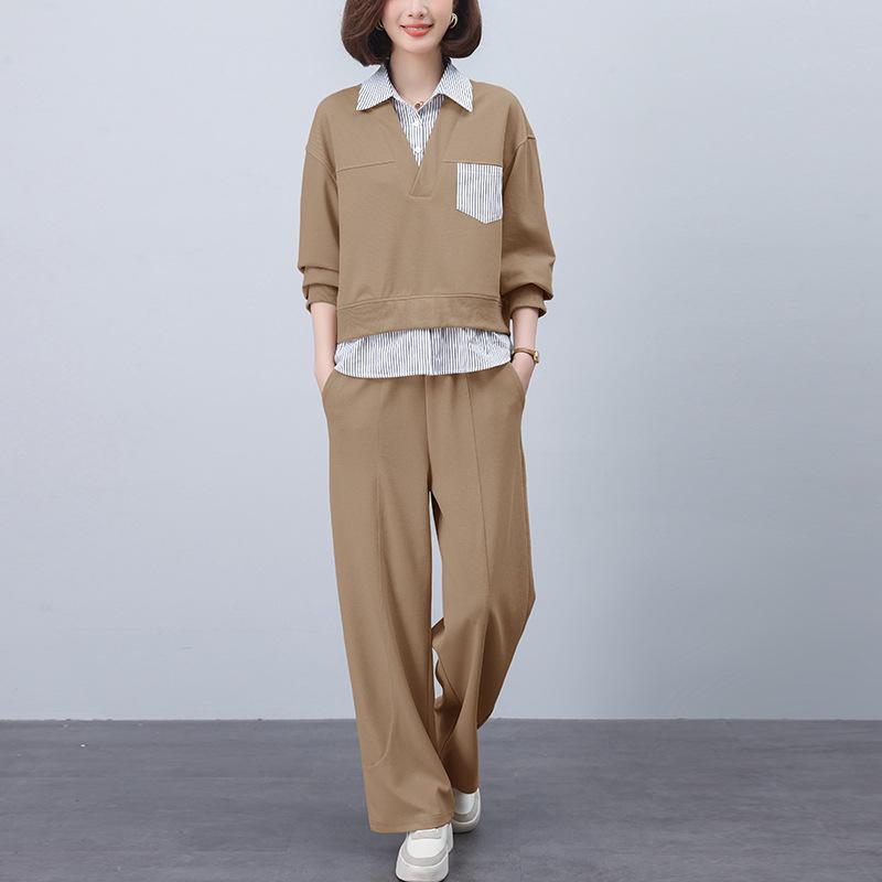 

Осень 2024 Женский повседневный маленький комплект из двух предметов: толстовка и брюки L (suggested 115-130 jin) темные хаки