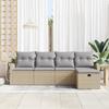 Ensemble de sofa de jardin 5 pièces avec coussins Beige Poly Rattan, Sofa de jardin 2 places avec rangement et coussins 3360391