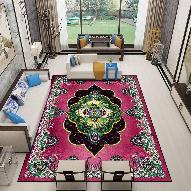 Gorgeous Persian Style Rugs for Living Room Home Decor Red Carpet Parlor Washable Big Size Floor Mat Antiskid Entrance Door Mat