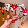 Flower Tassel Hanfu Wig Headband Chinese Style New Year Headdress  Children