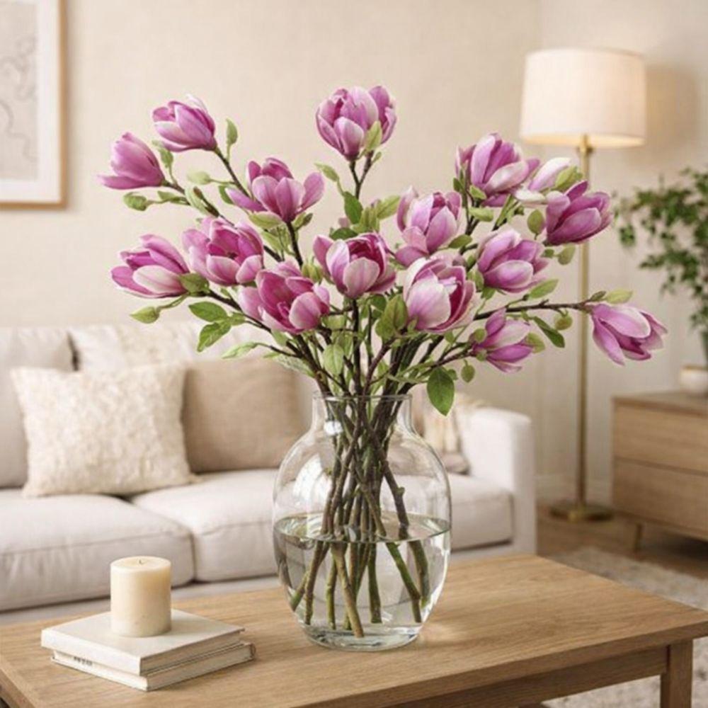 Kytice magnolií z hedvábí Real Touch Odolná vůči vyblednutí Simulované orchideje Svatba Dekorace