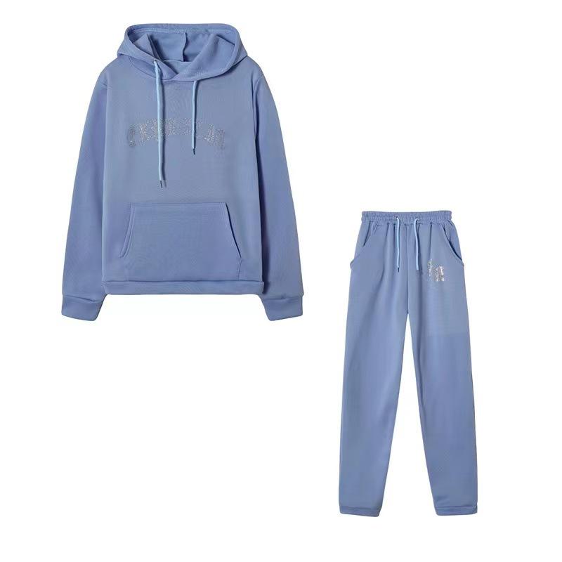 

2023 Европейская и американская мода Спортивный повседневный комплект толстовки с капюшоном - Двойка Medium морской синий